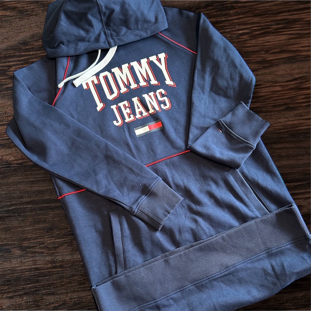 Tommy Jeans Navy Hoodie Pullover Sweater Dress XS